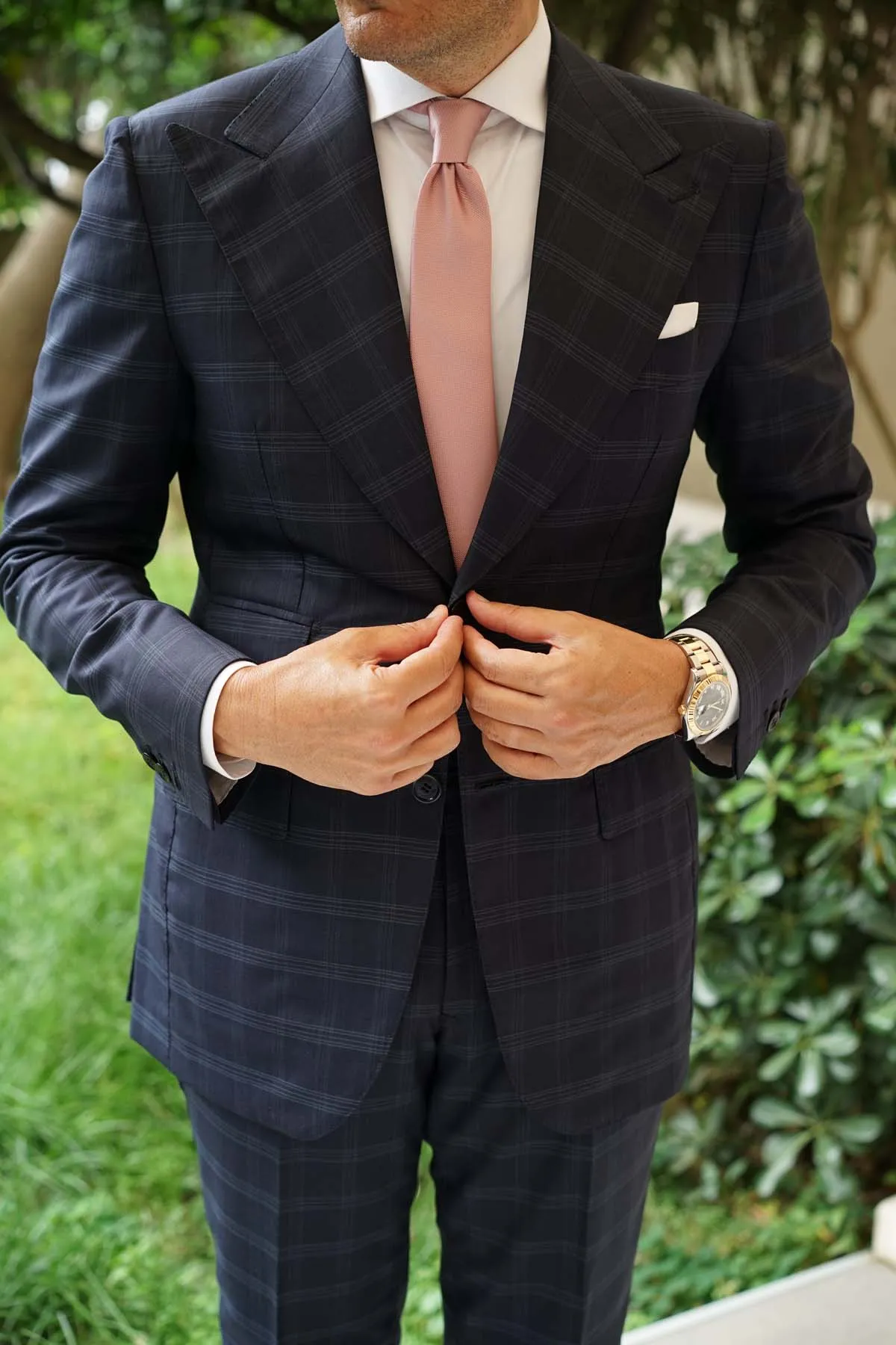 Antique Dusty Rose Weave Skinny Tie