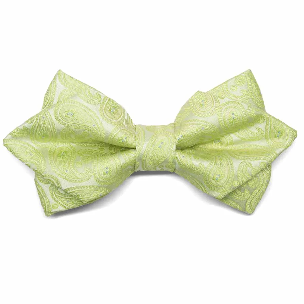 Apple Green Darlene Paisley Diamond Tip Bow Tie