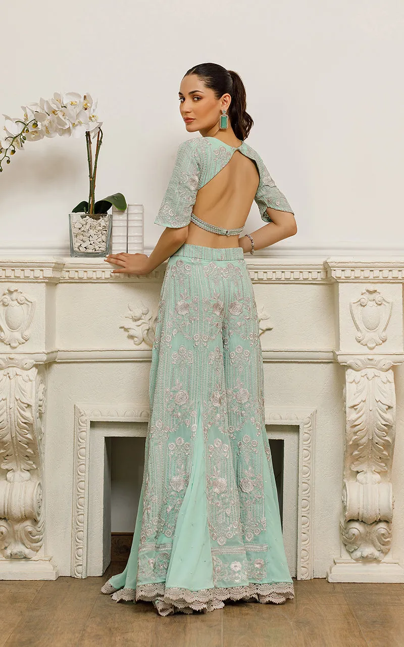 Chiffon Embroidered Top With Trouser