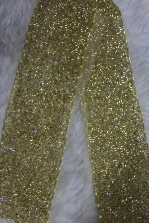 Exquisite Golden Cutdana Beads Embroidered Lace for Glamorous Attire ( Roll OF 9 Meter )