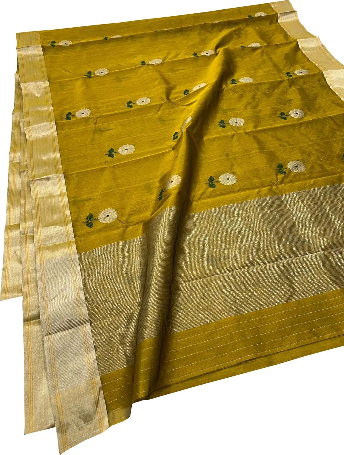 Golden Glow: Handloom Chanderi Pure Silk Saree