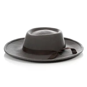 Grey Fedora Earp Wide Brim Hat