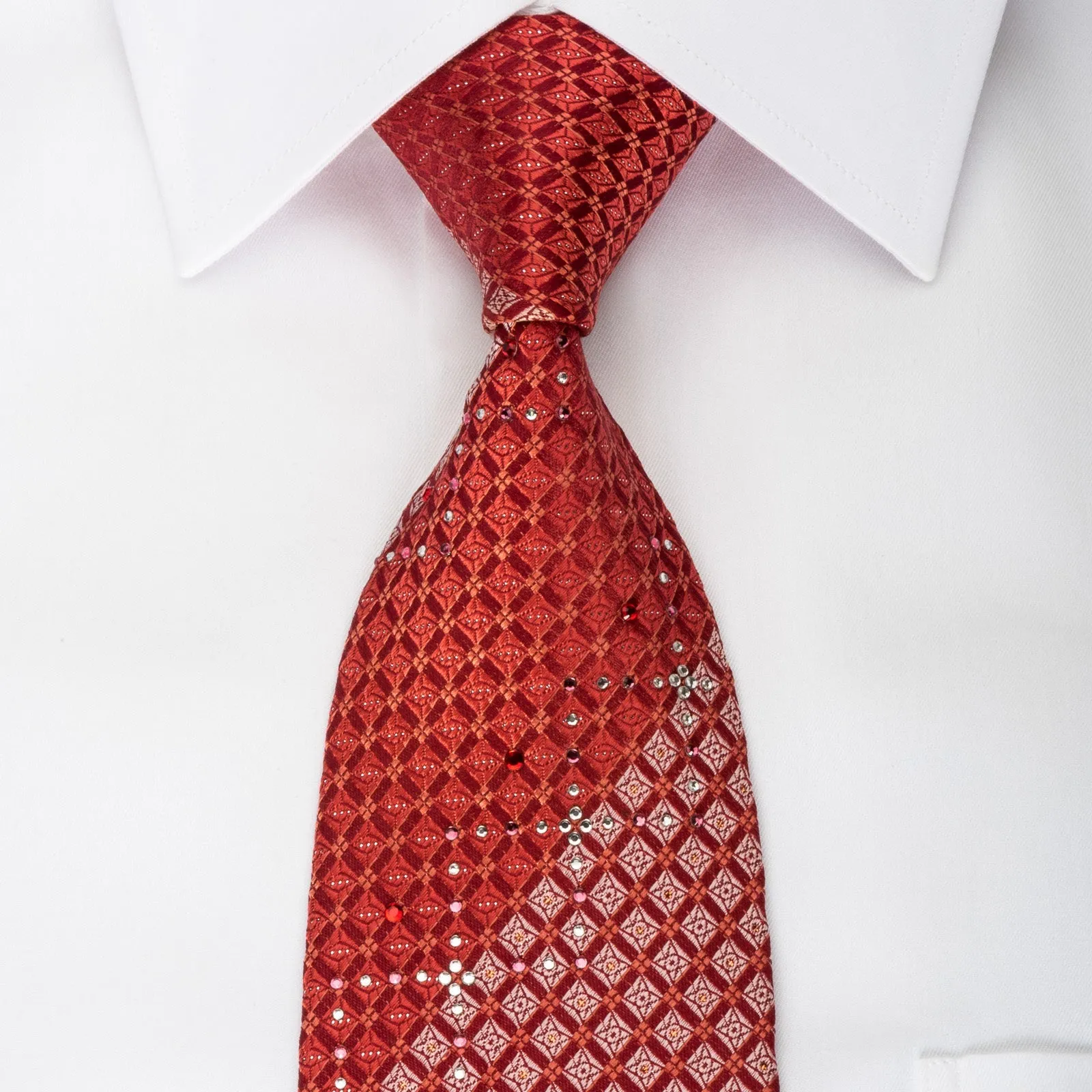 Pierre Cardin Rhinestone Burgundy Trellis On Crimson Red With Silver Sparkles