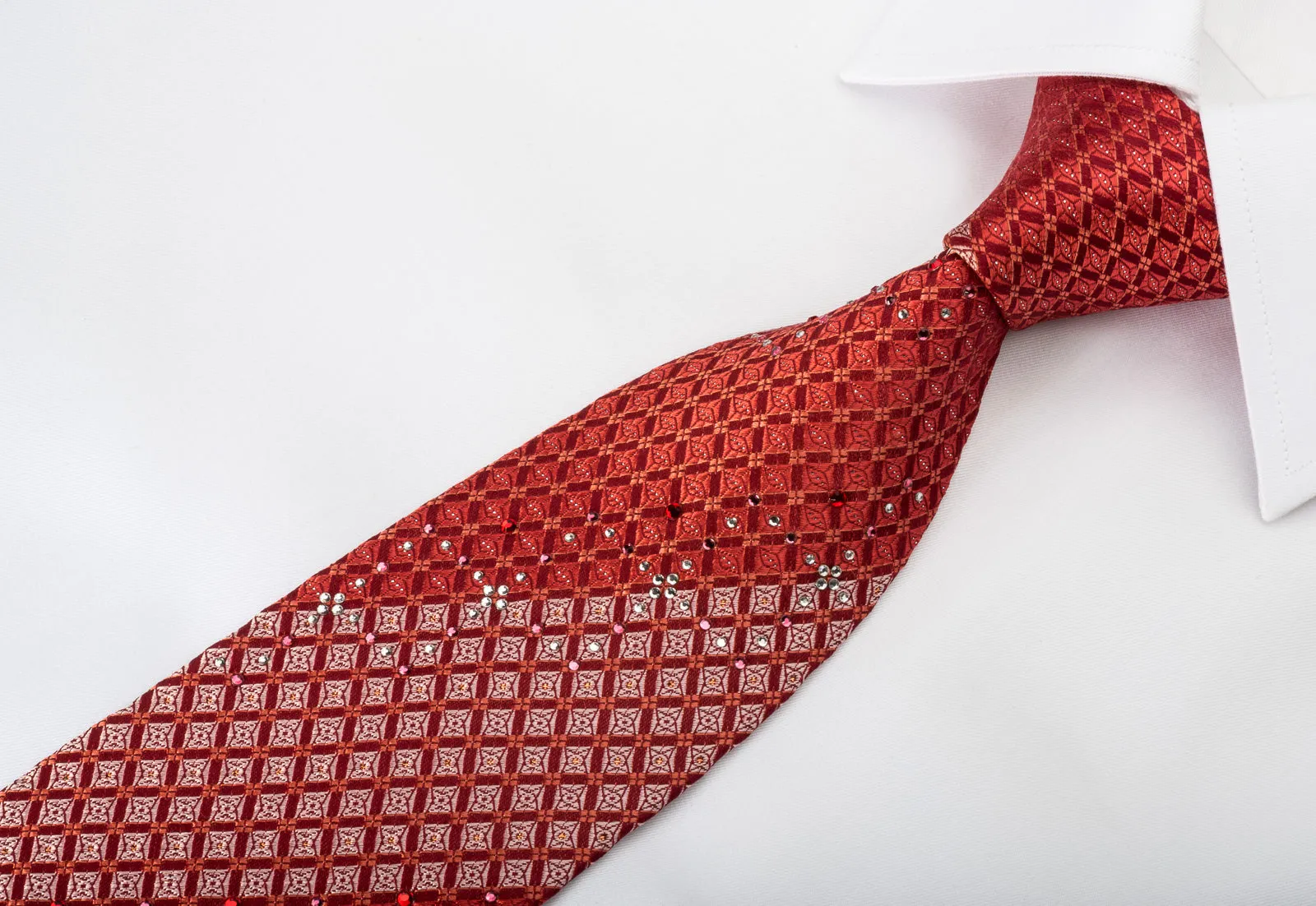 Pierre Cardin Rhinestone Burgundy Trellis On Crimson Red With Silver Sparkles
