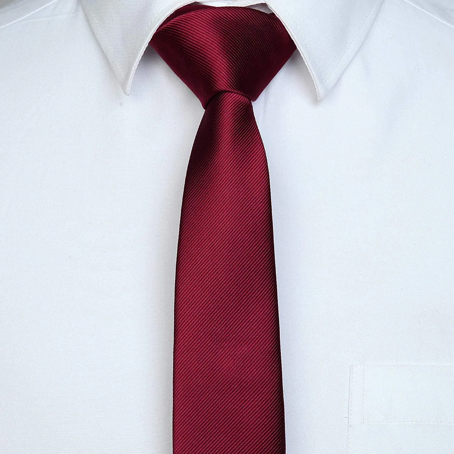Solid 2.4' Skinny Formal Tie - 10-MAROON/WINE RED