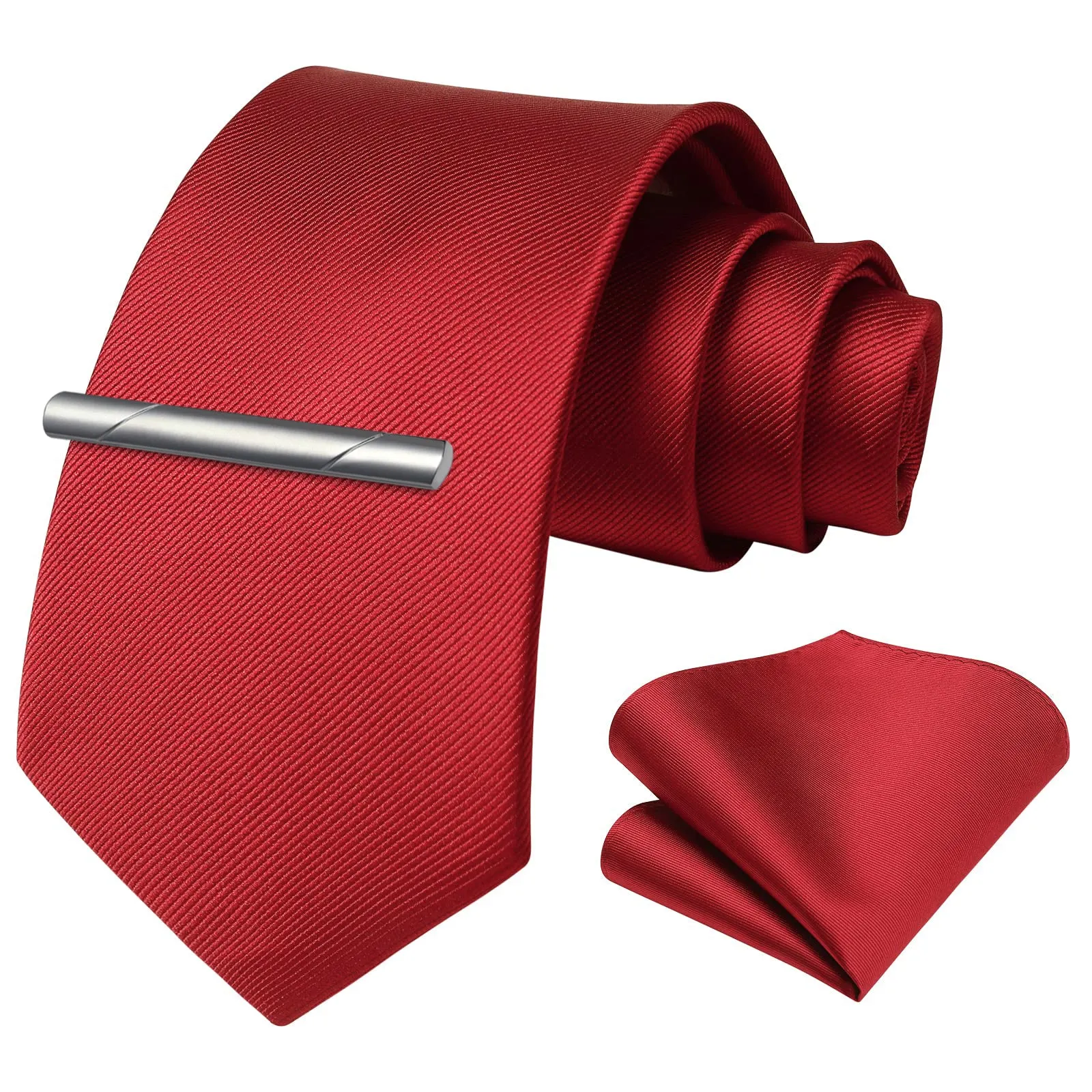 Solid Tie Handkerchief Clip - RED
