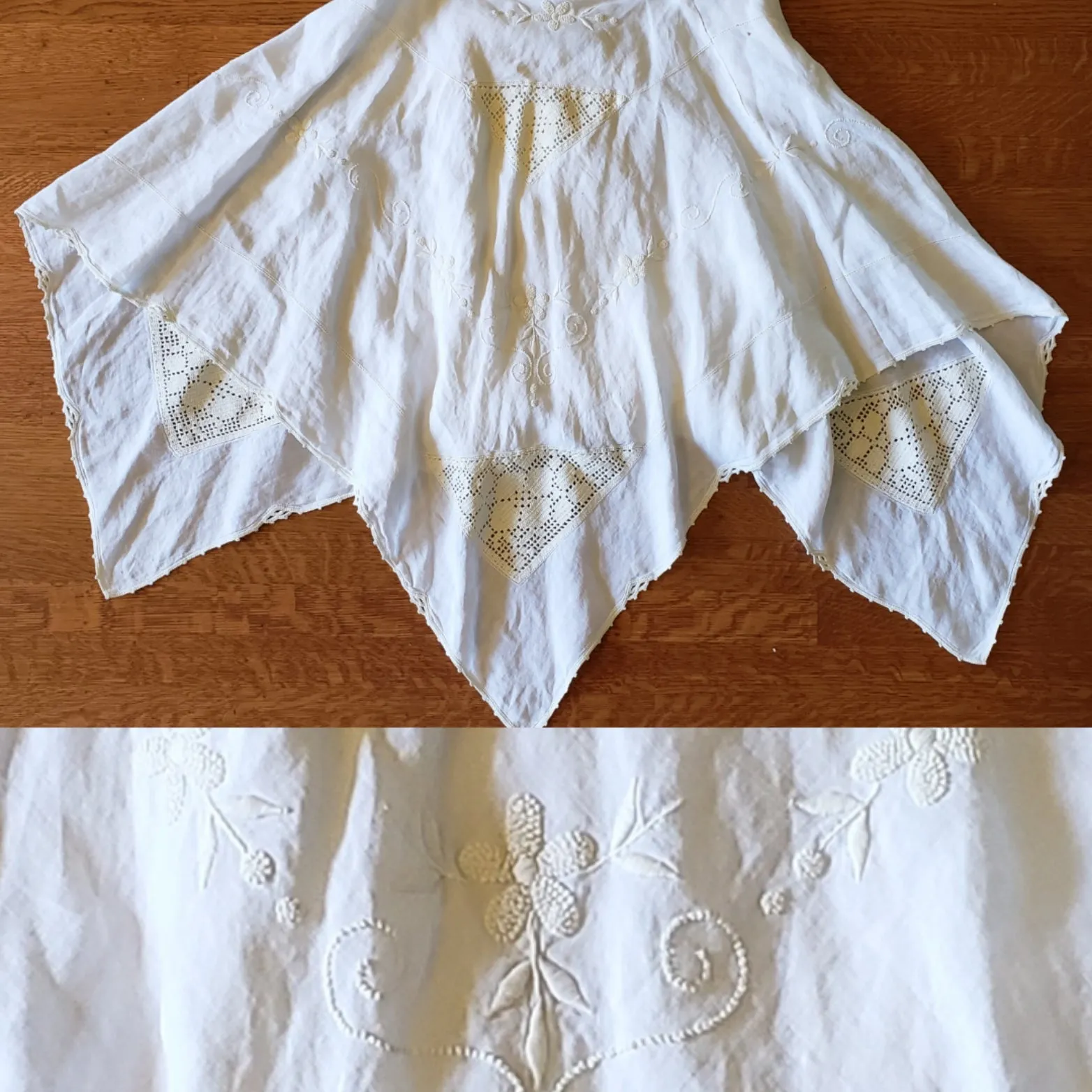Vintage cream embroidered hankerchief skirt